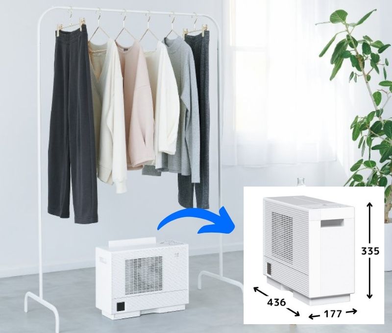 パナソニック衣類乾燥除湿機F-YZVXJ60を洗濯物の下に置いて、使用している様子